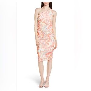 Love by Design One Shoulder Multi Color Marble Dress Size M